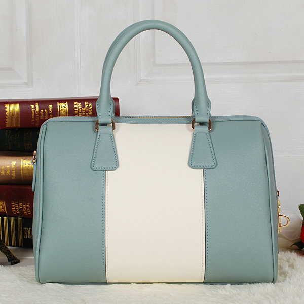 2014 Prada Saffiano Leather 32cm Two Handle Bag BL0823 blue&white for sale
